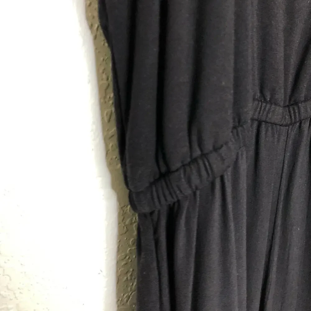 LOFT black ruffle trim wide leg sleeveless jumpsuit size Large